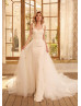 Chic Ivory Satin Wedding Dress With Detachable Tulle Train Chic Ivory Satin Wedding Dress With Detachable Tulle Train